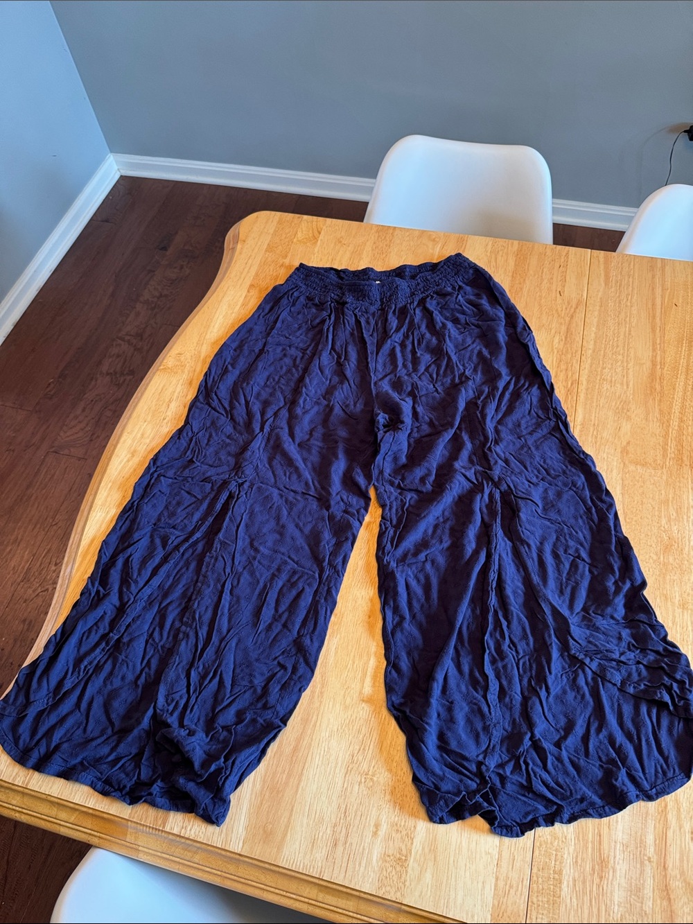 Anthropologie Navy Wide-Leg Capris